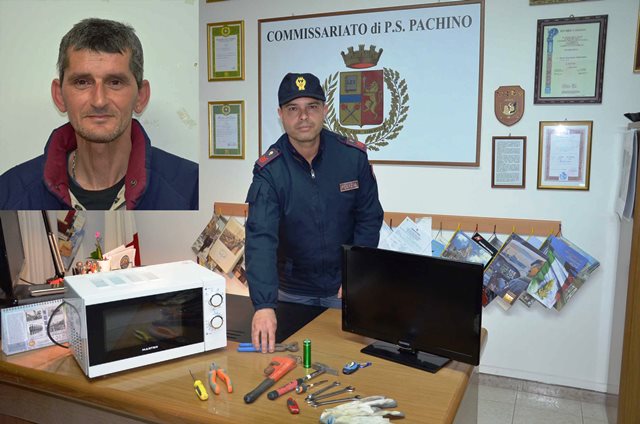 Pachino, arrestato ladro d'appartamento, il bottino: Tv e microonde