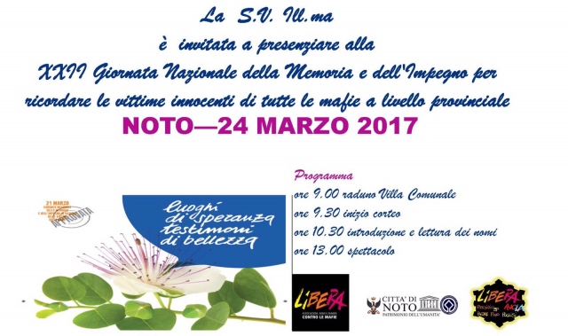 Noto attiva durante la Giornata della Mermoria per le vittime di mafia