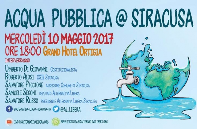 Siracusa, Alternativa Libera: Acqua bene comune