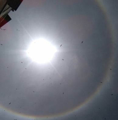 Siracusa, tutto con il naso all'insù per l'arcobaleno che abbraccia il sole