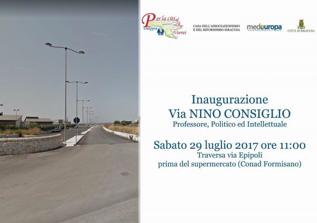 Siracusa, una via intitolata a Nino Consiglio: inaugurazione sabato
