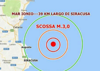 Siracusa, scossa di magnitudo 3.0