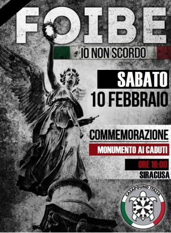 Siracusa, sabato 10 febbraio si ricordano i martiri delle Foibe