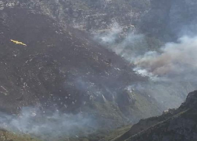 Cavagrande del Cassibile di nuovo a fuoco, 2 canadair in azione