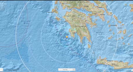 Grecia, terremoto di magnitudo 5.5 davanti la costa di Modone