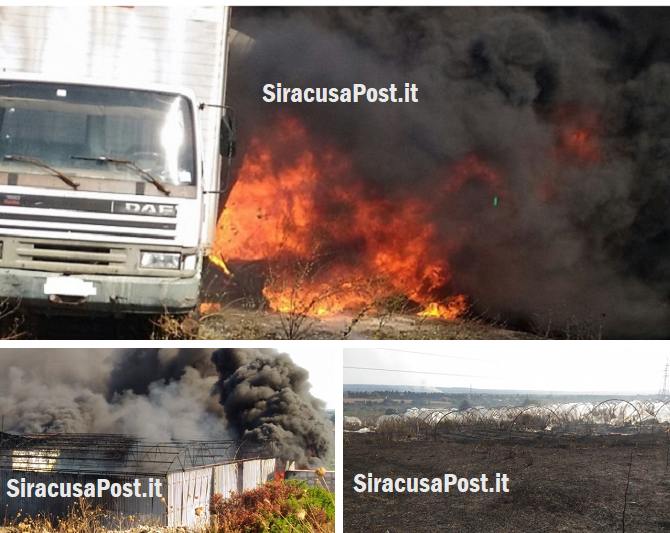 Incendio capannone e serre a Tremilia