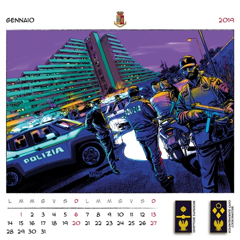 Siracusa, fumettistica nel calendario 2019 della Polizia di Stato