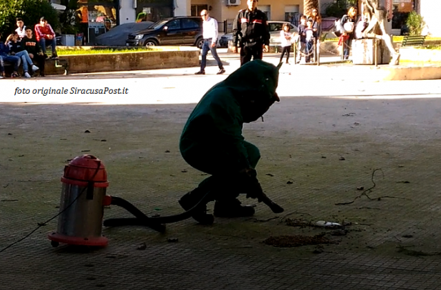Siracusa, in piazzetta Ettore Di Giovanni cade alveare: intervento dei Vigili del fuoco. VIDEO