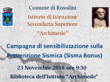 A Rosolini un convegno su “Campagna di sensibilizzazione sulla Prevenzione sismica (Sisma bonus)”