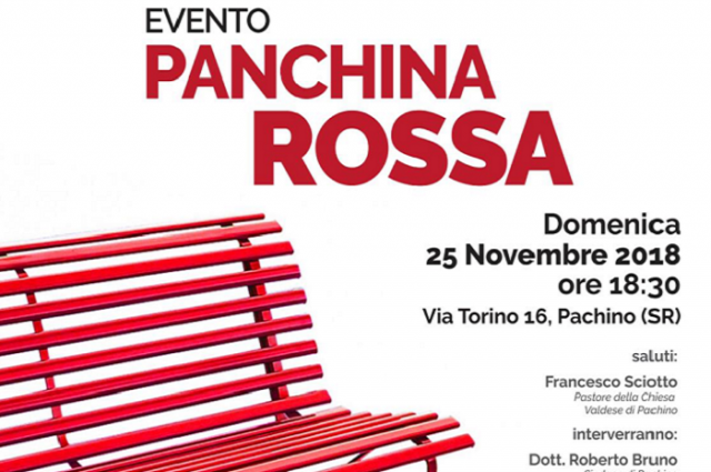 Pachino, inaugurazione della panchina rossa in piazza Vittorio Emanuele