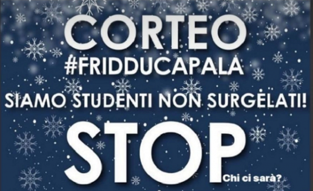 Siracusa, studenti in corteo per il riscaldamento nelle scuole