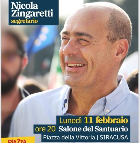 Siracusa, Pd: incontro con Nicola Zingaretti