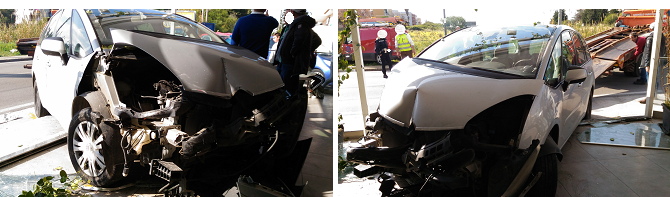 Siracusa, auto sfonda la veranda esterna di un bar in viale Epipoli 1 vetrina sfondata da autovettura 0