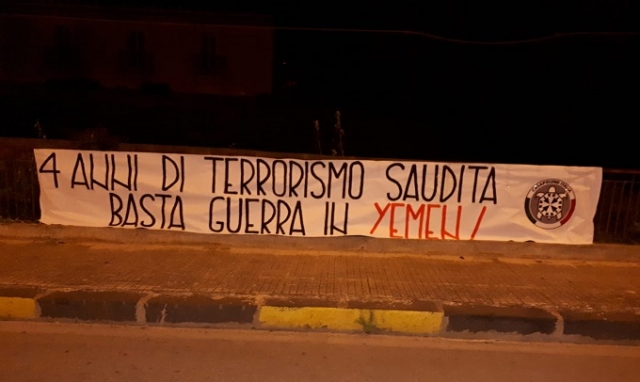 Siracusa, striscioni di CasaPound per fermare i conflitti in Yemen