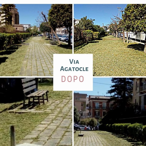 Siracusa, ripulita l'aera verde di via Agatocle