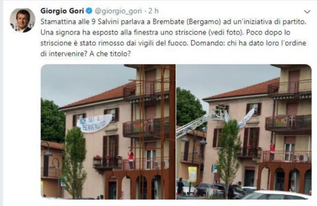 Brembate, rimosso manifesto anti Salvini: è polemica sui social