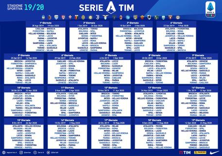 Calendario di Serie A: la prima giornata Juve a Parma e Fiorentina-Napoli