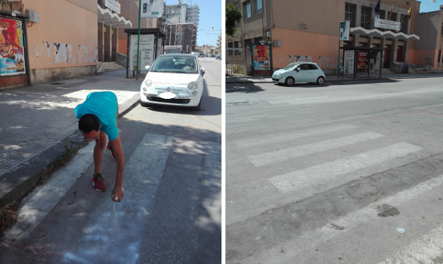 Siracusa, strisce pedonali fantasma in via Tisia: la protesta simbolica del consigliere Burgio (M5S)