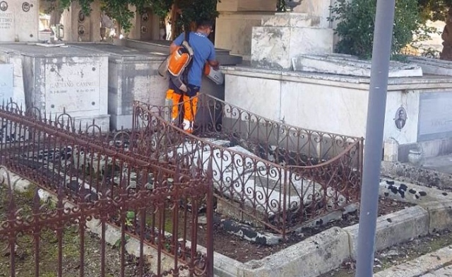 Siracusa, bonifica e pulizia dalle erbacce al Cimitero: operai al lavoro da questa mattina. LE FOTO