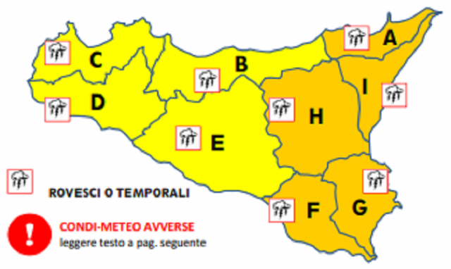 Siracusa, allerta meteo arancione fino a mezzanotte