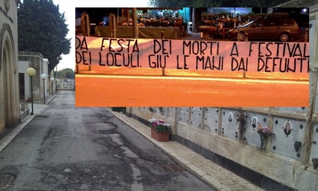 Siracusa, commemorazione defunti: striscione di CasaPound al Cimitero su vicenda loculi