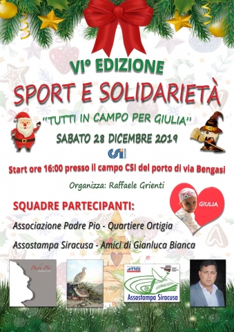 Siracusa, torneo "Sport & Solidarietà": i fondi raccolti andranno alla piccola Giulia