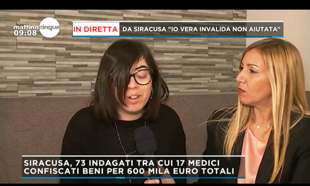 Siracusa, caso falsi invalidi: su Canale 5 la storia di Roberta "Uno dei medici indagati mi ha rifiutato l'invalidità". VIDEO