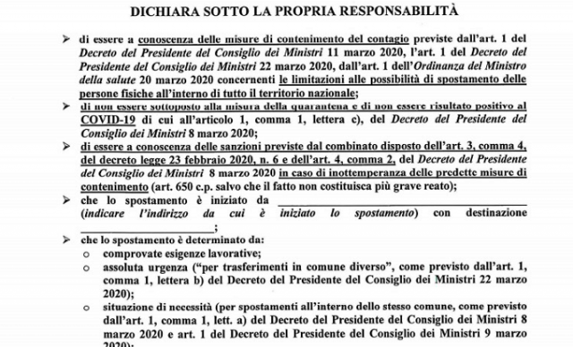 Siracusa, cambia l'autocertificazione: ecco il nuovo modello