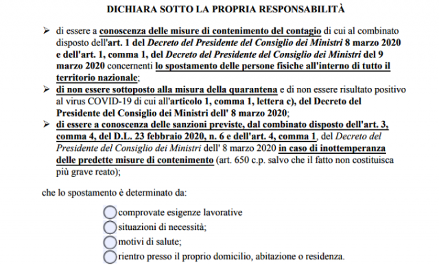 Siracusa, cambia l'autocertificazione: ecco il nuovo modello
