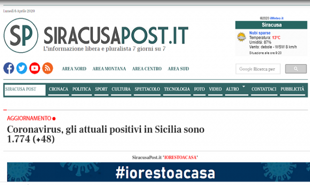 Il Coronavirus colpisce anche i quotidiani online