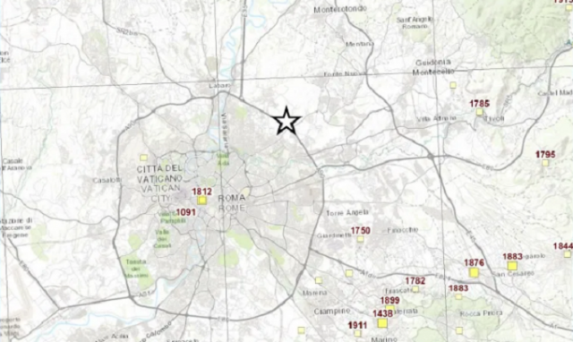 A Roma scossa di terremoto all'alba di magnitudo 3.3