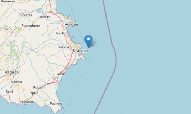 Scossa di terremoto di magnitudo 2.7 nella notte davanti la costa siracusana