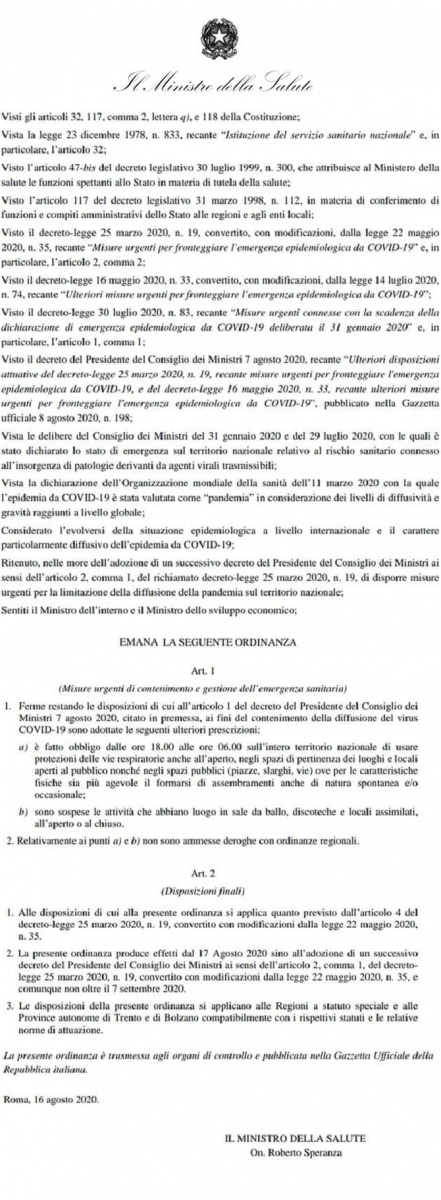 Decreto chiusura discoteche 2