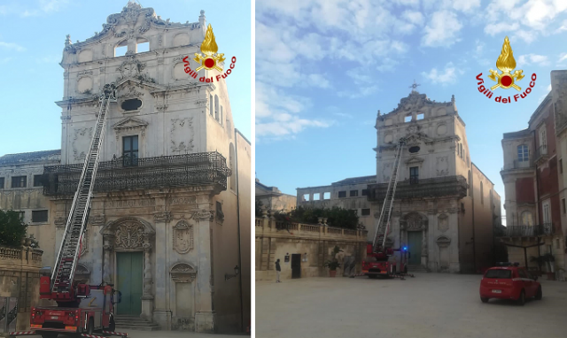 Siracusa, verifica sulla facciata della chiesa di Santa Lucia alla Badia