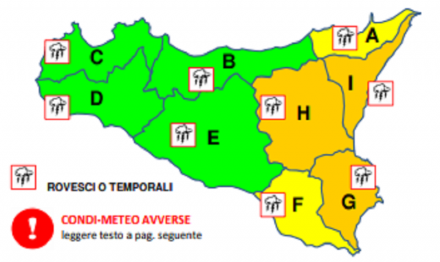 Maltempo, allerta arancione domani in provincia di Siracusa