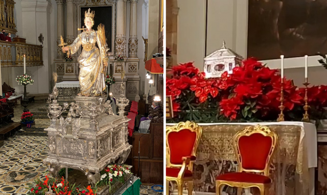 Siracusa, Ottava di Santa Lucia: la Reliquia rientra in Cattedrale con un mezzo dei Vigili del fuoco