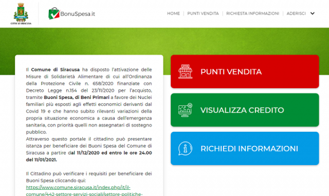 Siracusa, buoni spesa: il sistema torna operativo. Via alle istanze