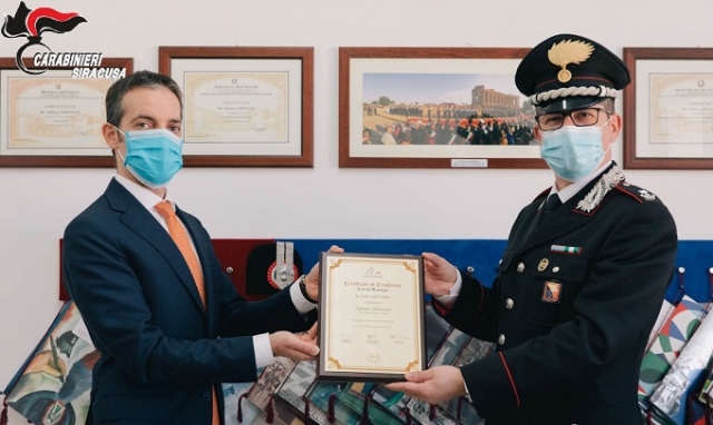 Augusta, premio “Covid Warrior Awards” al Magg. Stefano Santuccio