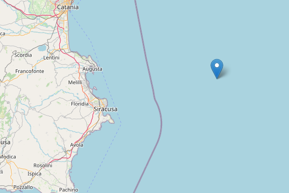 Terremoto di magnitudo 3.3 in mare a 55 chilometri da Siracusa