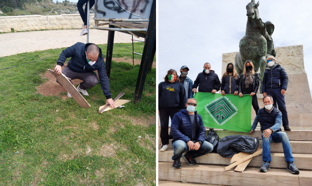 Siracusa, ripulita l'area verde attorno al Monumeto ai Caduti
