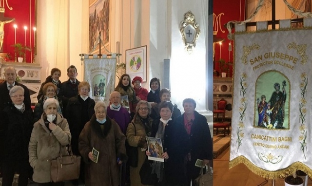 Canicattini Bagni, donato alla Chiesa Madre un nuovo stendardo ricamato a mano in onore di San Giuseppe