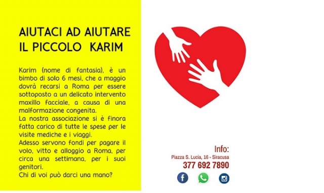 Siracusa, gara di solidarietà per il piccolo Karim: l'appello di Astrea