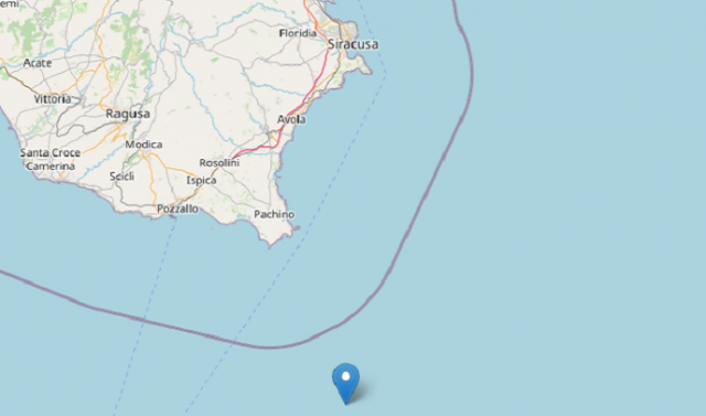 Scossa di terremoto di magnitudo 2.5 davanti la costa sud del Siracusano