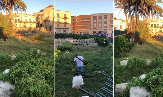 Siracusa, via erbacce e rifiuti dal Tempio di Apollo: volontari al lavoro